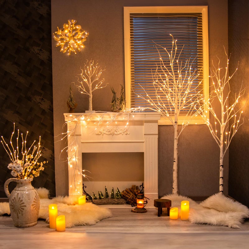 Vanthylit 3PK 30'' Lighted Birch Twig Branches with 60 LED Warm White Bulbs Waterproof Adapter in for Outdoor and Indoor Decor - Image 4